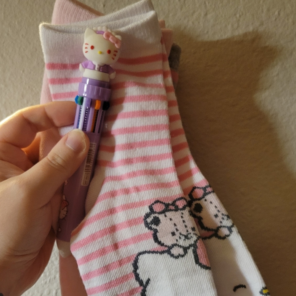 NWOT Hello Kitty Sanrio Sock Bundle + NWOT Purple Pen • Cute Gift Set Bundle